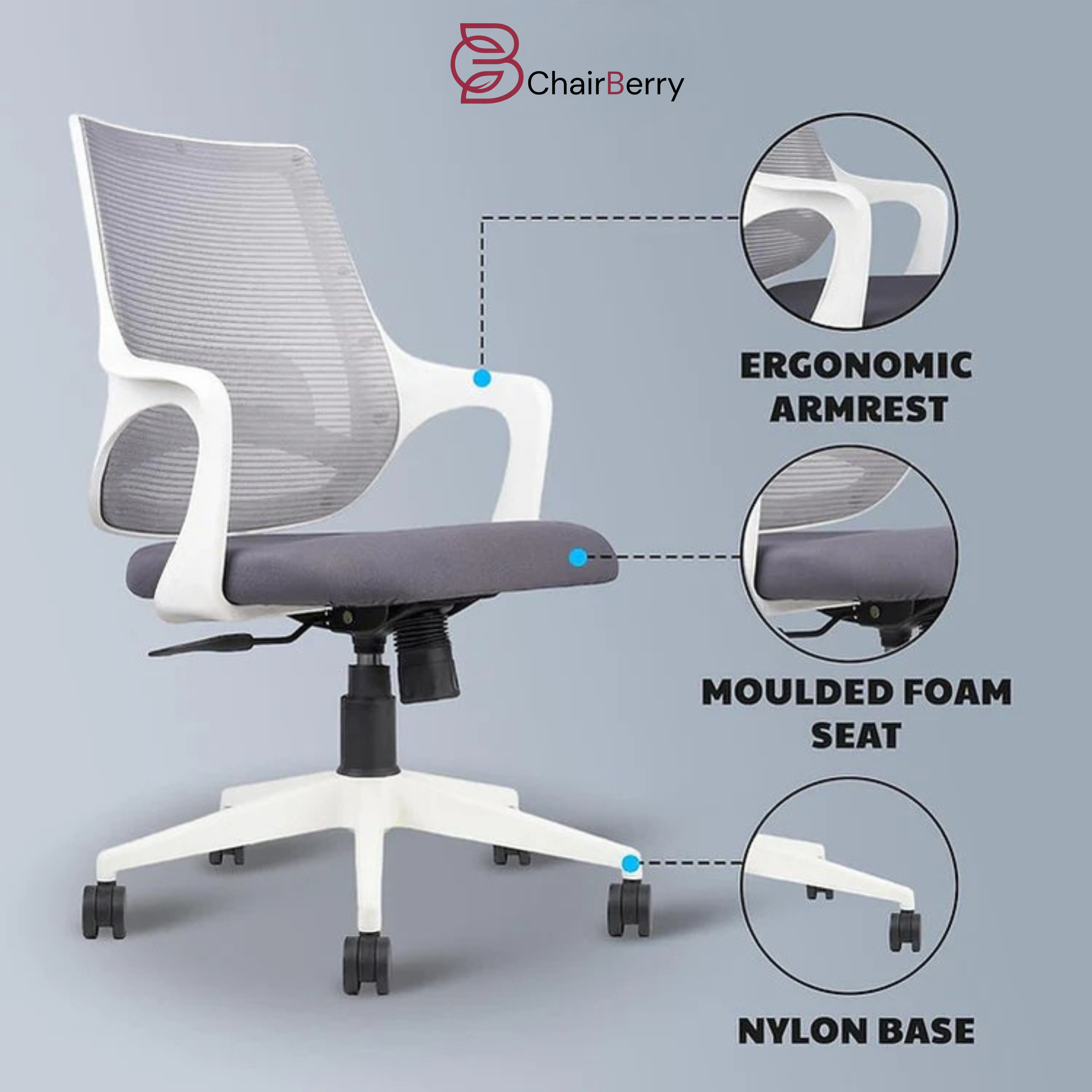 MB1002 Ergonomic Cushion Chair | Mid Back