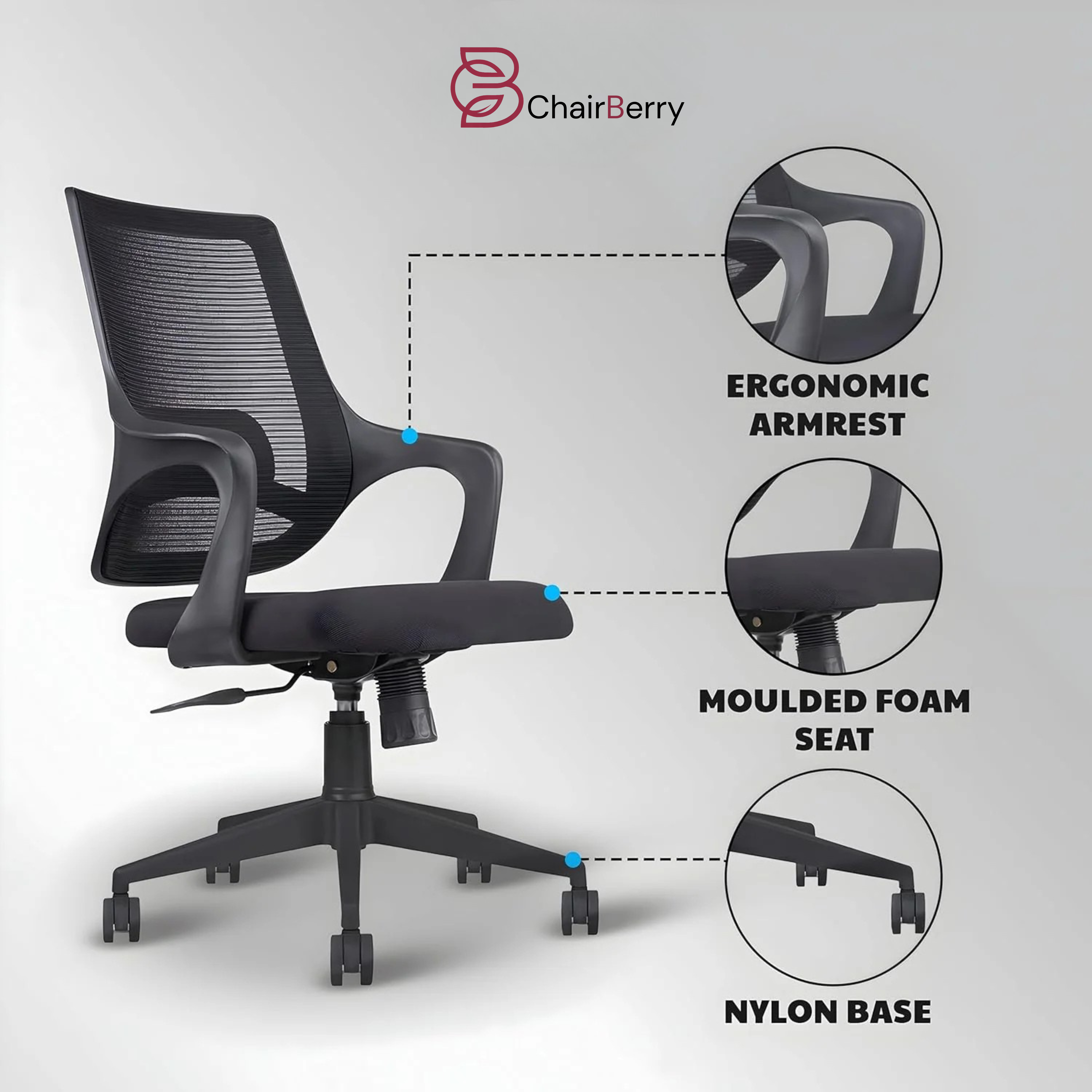 MB1002 Ergonomic Cushion Chair | Mid Back
