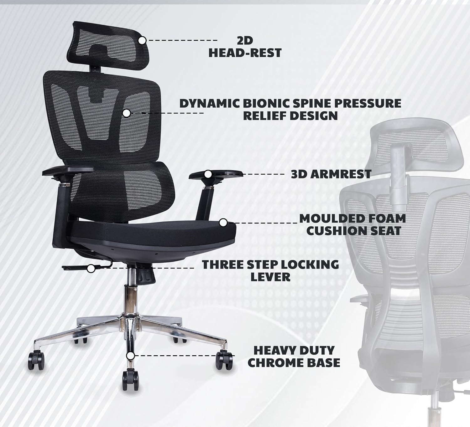 EP1001 Cushion Chair - Ergonomic Premium Mesh Office & Work Chair