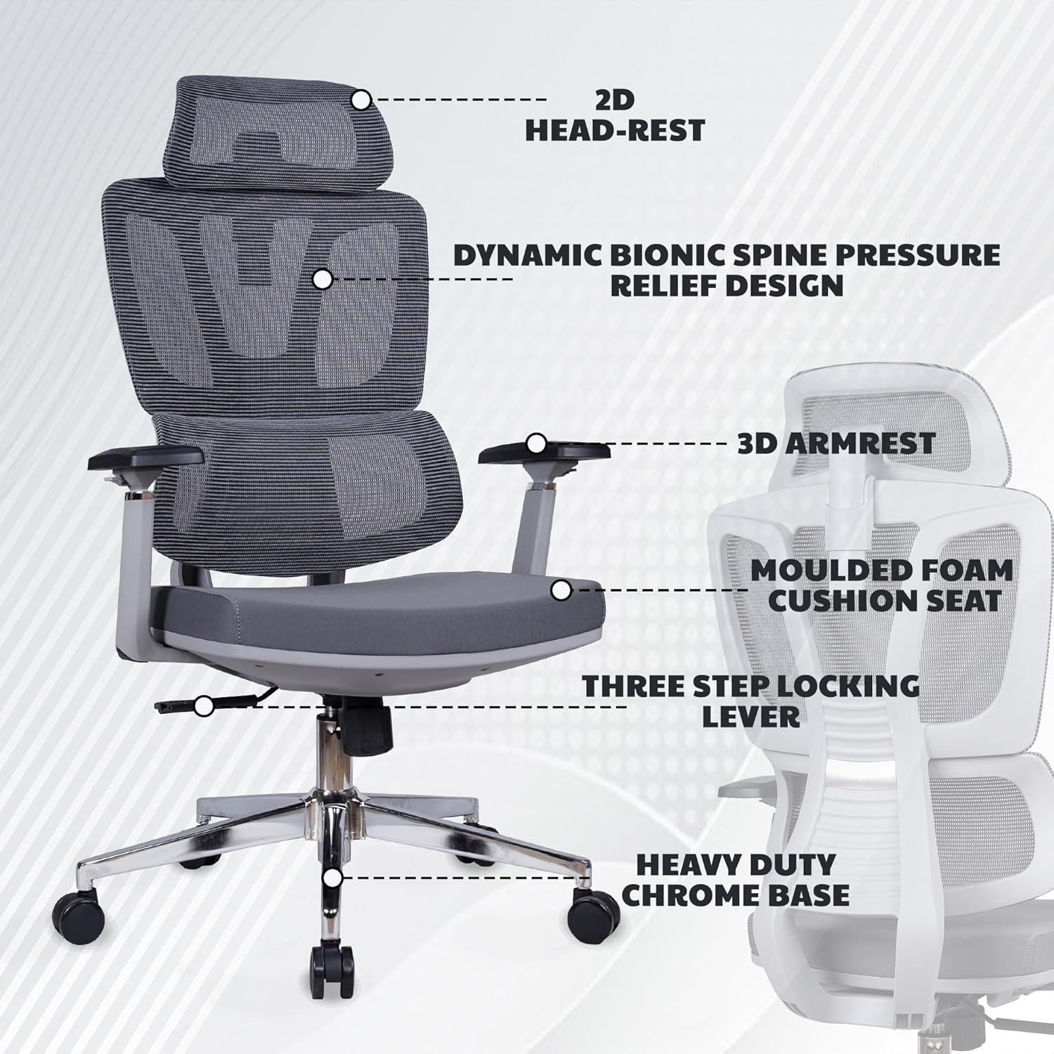 EP1001 Cushion Chair - Ergonomic Premium Mesh Office & Work Chair