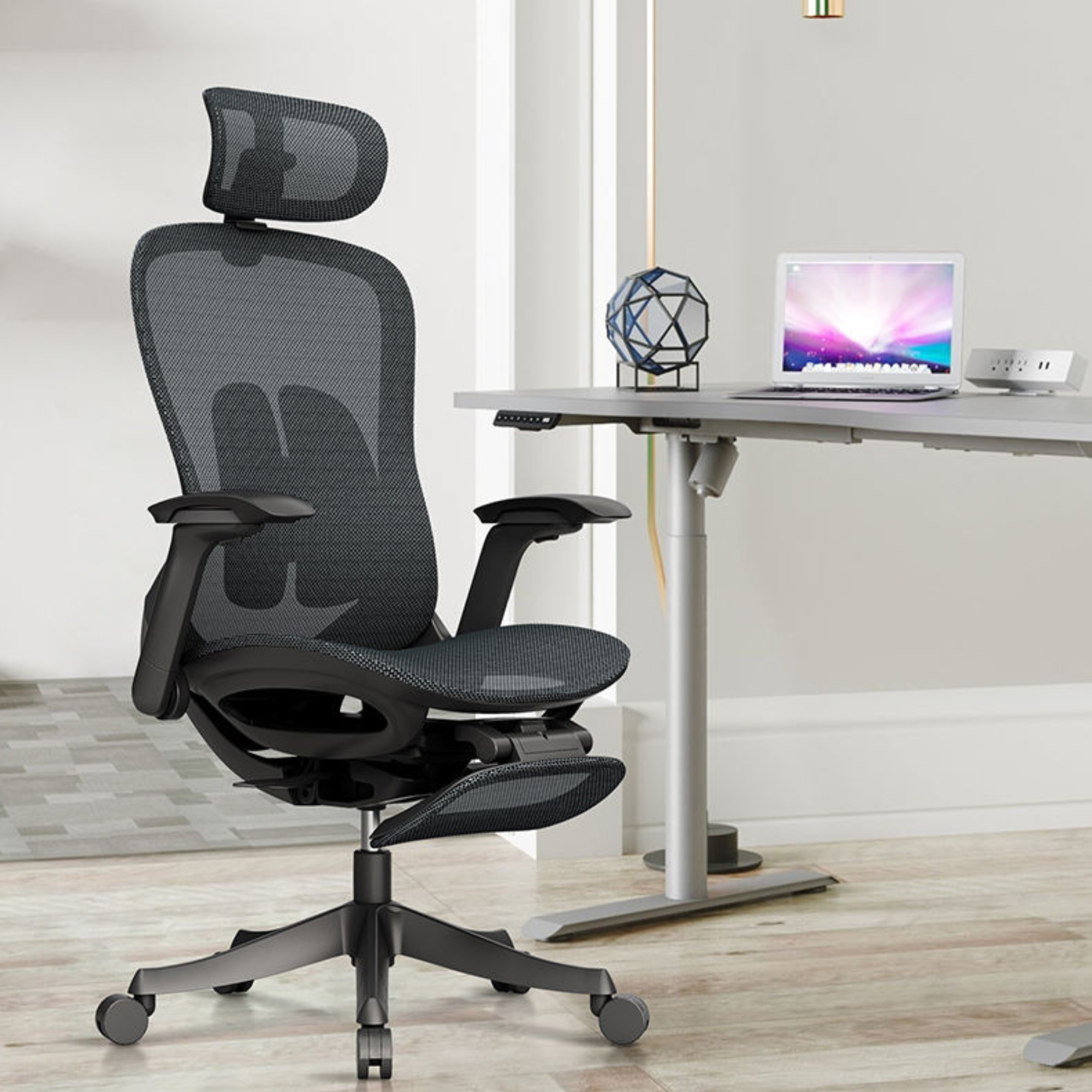 RF1001 Mesh Ergonomic Chair with Footrest | High Back