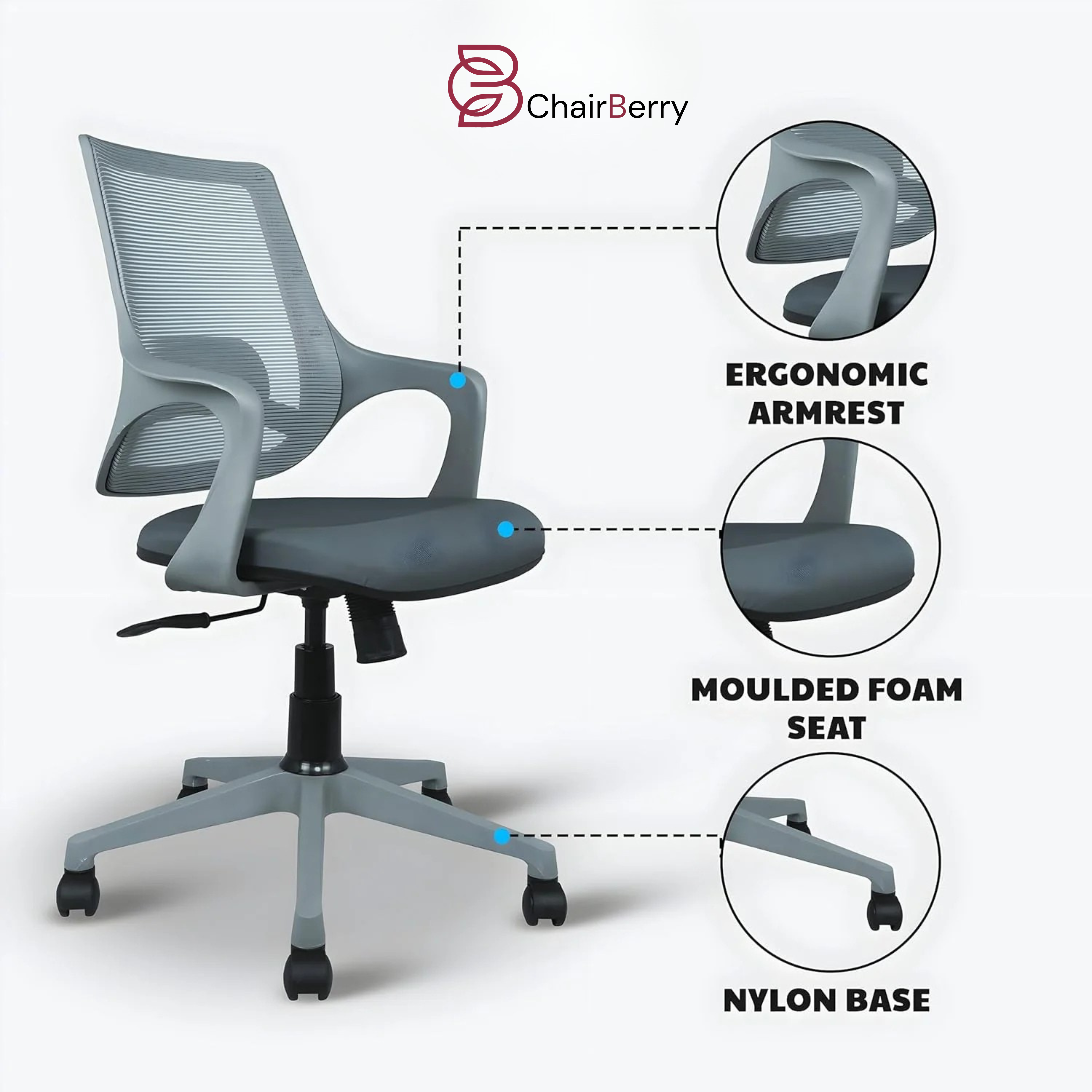 MB1002 Ergonomic Cushion Chair | Mid Back
