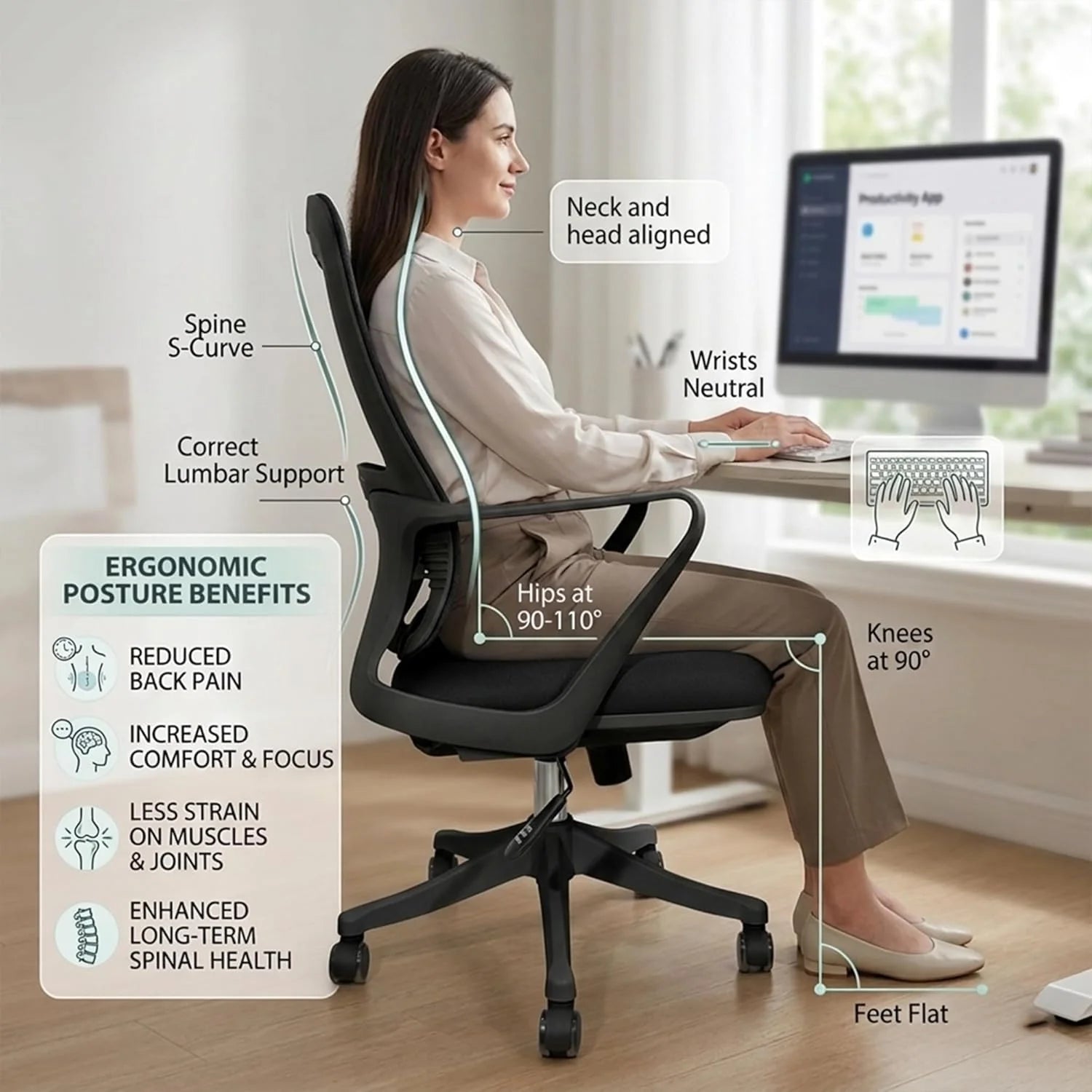 MB1005 Ergonomic Cushion Chair | Mid Back