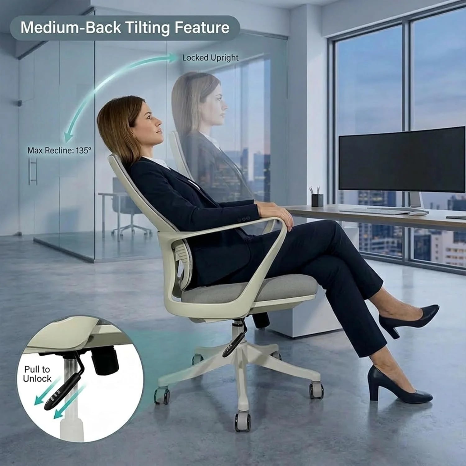 MB1005 Ergonomic Cushion Chair | Mid Back