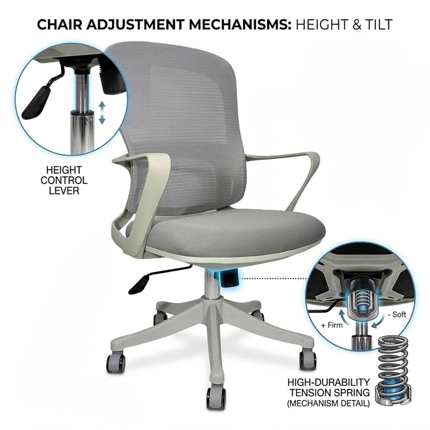 MB1005 Ergonomic Cushion Chair | Mid Back