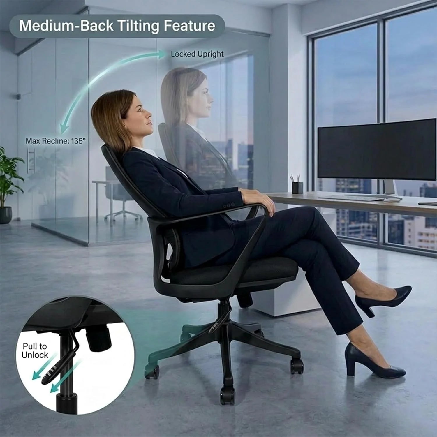MB1005 Ergonomic Cushion Chair | Mid Back