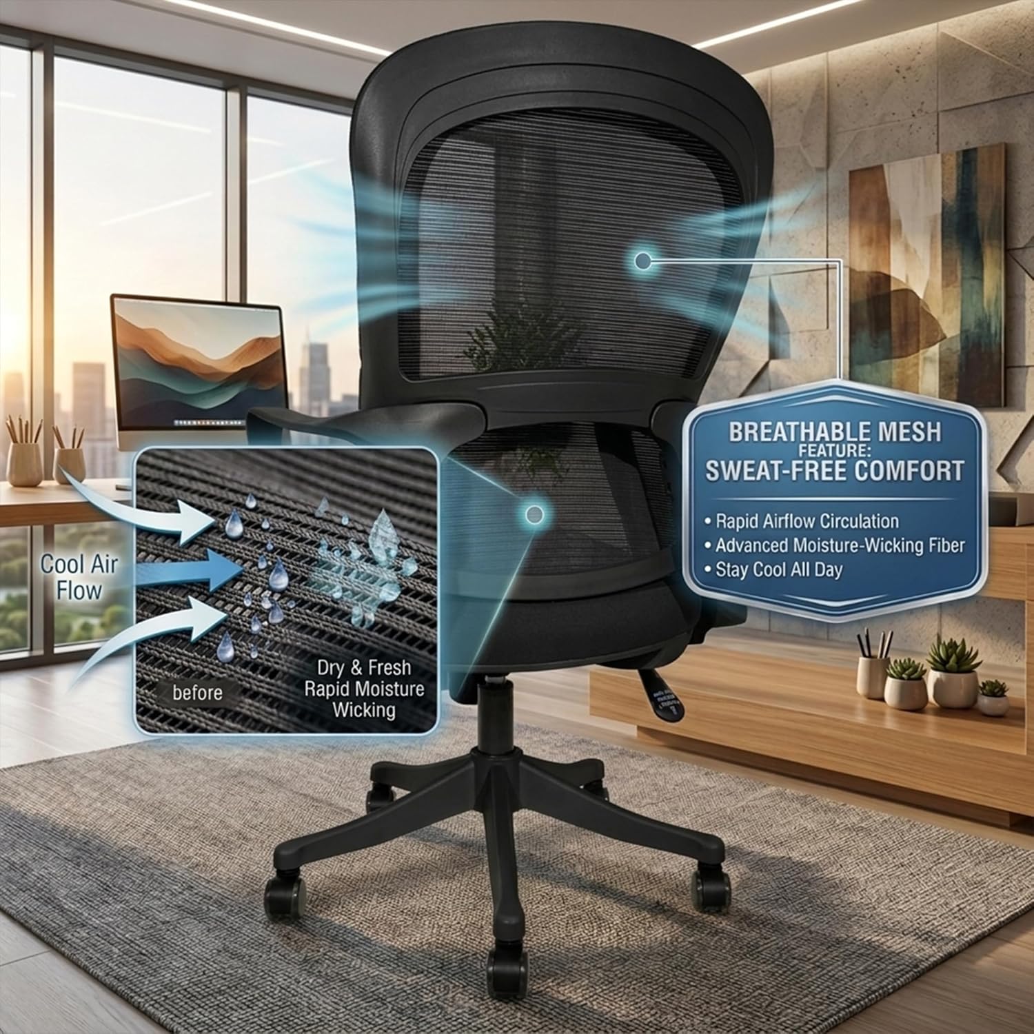 MB1005 Ergonomic Cushion Chair | Mid Back